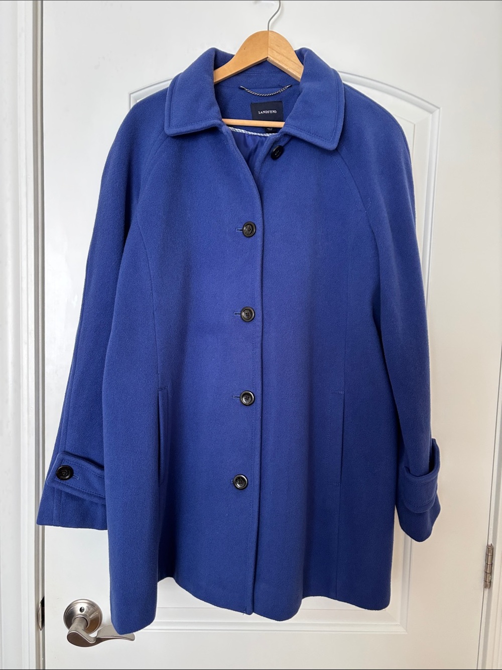 Lands’ End Women’s Blue Wool Cashmere Blend Coat 18W EUC